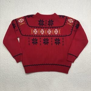 VTG JCPenney Christmas Sweater Mens L Acrylic Fair Isle Snowflake Mock Neck